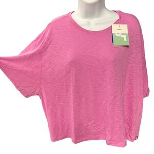 JoyLab Womens‎ Large Pink Short Sleeve Cropped T-Shirt Open Back Boxy Fit